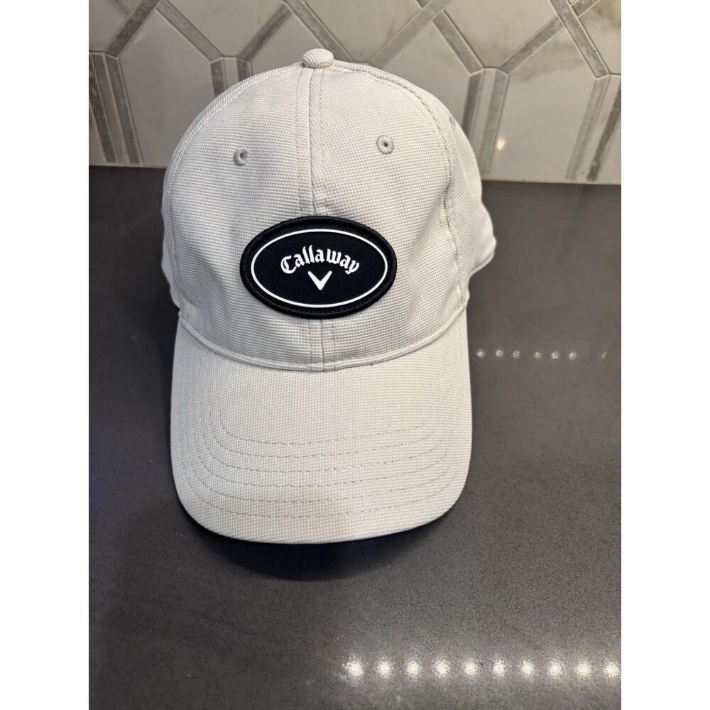 Callaway Golf Hat Men's Size L XL Flex Fit Golf Cap Tan Beige Raised Logo